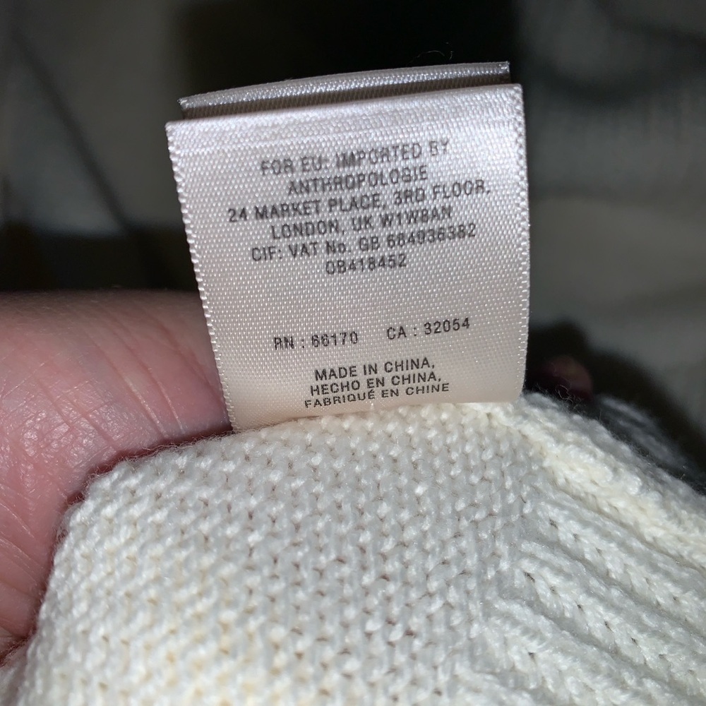 Moth Anthro Cream off white Sleeveless turtle neck Knit Dress size medium midi - Picture 6 of 6